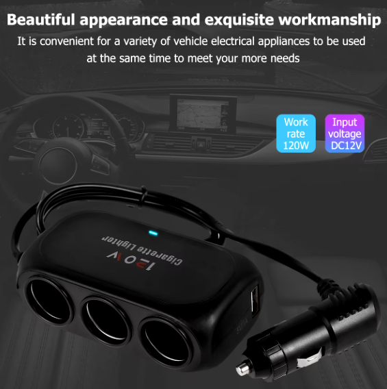 3 USB Sockets Fast Car Charger - daudcars